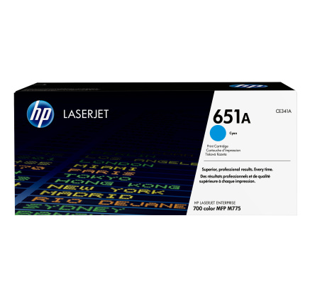 HP 651A Cyan LJ Toner Cart, CE341A (16,000 pages)