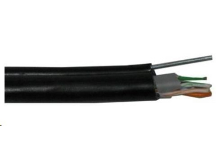 FTP kabel PlanetElite s nosným lankem, Cat5E, drát, venkovní PE+PVC, Fca, černý, 305m FTP kabel PlanetElite s nosným lankem, Cat5E, drát, venkovní PE+PVC, Fca, černý, 305m