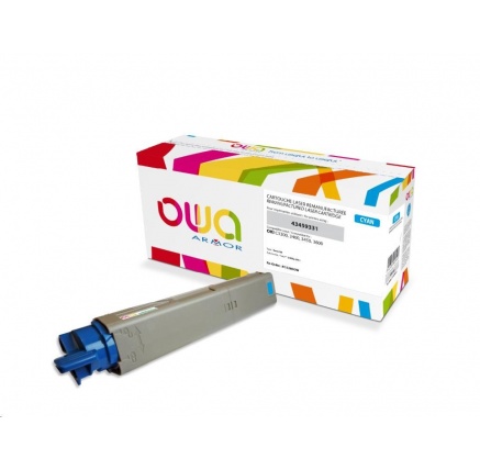 OWA Armor toner pro OKI C3300, C3400, C3450, C3600, 2500 Stran, 43459331, modrá/cyan OWA Armor toner pro OKI C3300, C3400, C3450, C3600, 2500 Stran, 43459331, modrá/cyan