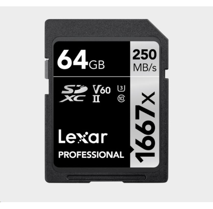 Lexar SDXC Pro 1667X UHS-II U3 R250/W120 (V60) 64GB