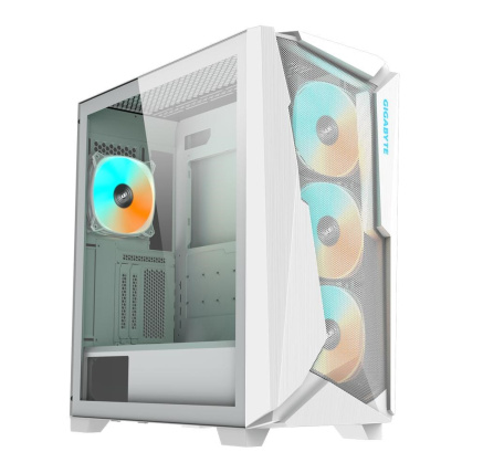 GIGABYTE case GB-C301GW V2, Mid tower, Průhledná bočnice, 4x 120mm ARGB Fan, bílá GIGABYTE case GB-C301GW V2, Mid tower, Průhledná bočnice, 4x 120mm ARGB Fan, bílá