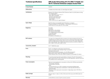 HPE Aruba Networking AP-734 (RW) Tri Radio 2x2 Wi-Fi 7 External Antennas Campus Access Point S1G32AR RENEW