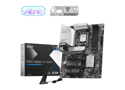 MSI MB Sc LGA1851 PRO B860-P WIFI, Intel B860, 4xDDR, WiFi, 1xThunderbolt, 1xHDMI, 1xDP, ATX