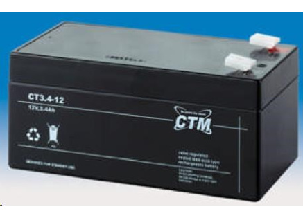 Baterie - CTM CT 12-3,4 (12V/3,4Ah - Faston 187), životnost 5let