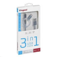 Legrand USB kábel 3v1 - 1xLightning, 1x Micro USB, 1x USB typ C