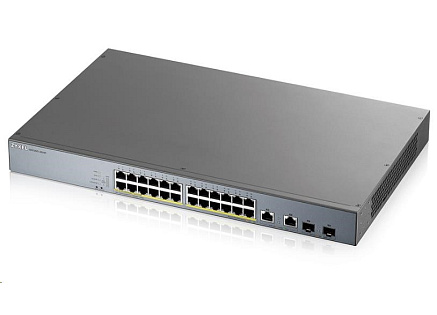 Zyxel GS1350-26HP 26 Port smart managed CCTV PoE switch, long range, 375W, 24x GbE, 2x combo RJ45/SFP - poškozený obal