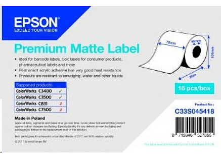 Epson label roll, normal paper, 76mm