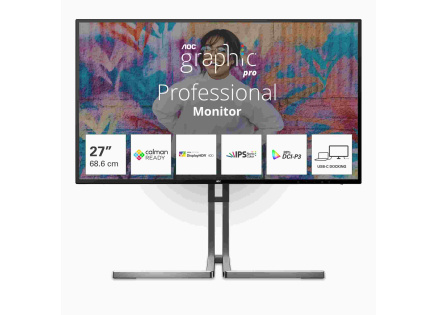 AOC MT IPS LCD WLED 27" U27U3CV - IPS nano color, 3840x2160, HDMI, DP, USB-C, USB 3.2, RJ45, pivot, repro