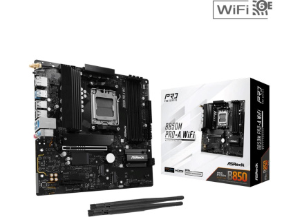 ASRock MB Sc AM5 B850M PRO-A WIFI, AMD B850, 4xDDR5, 1xDP, 1xHDMI, WiFi, mATX ASRock MB Sc AM5 B850M PRO-A WIFI, AMD B850, 4xDDR5, 1xDP, 1xHDMI, WiFi, mATX