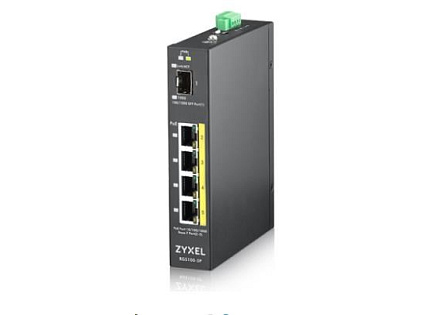 Zyxel RGS100-5P 5-port Gigabit PoE switch, 4x GbE + 1x SFP, PoE budget 120W, DIN rail/Wall mount, IP30