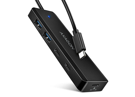 AXAGON HUE-C2C, 4× USB 5Gbps TRAVEL hub, 2× USB-A + 2× USB-C, USB-C napájení, kabel USB-C 19cm AXAGON HUE-C2C, 4× USB 5Gbps TRAVEL hub, 2× USB-A + 2× USB-C, USB-C napájení, kabel USB-C 19cm