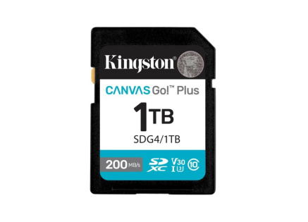 Kingston SDXC karta 1TB Canvas Go! Plus, R:200/W:160MB/s, Class 10, UHS-I, U3, V30