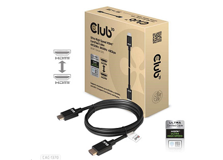 Club3D Adaptér HDMI 2.1 Ultra Rychlý HDMI™ Certifikovaný 4K120Hz, 8K60Hz, 48Gbps (M/M 1.5 m/4.92 ft), 28 AWG