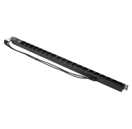 Vertikální rozvodný panel XtendLan 20x230V, ČSN, vypínač, nadproudová ochrana, kabel 1,8m, výška 1U