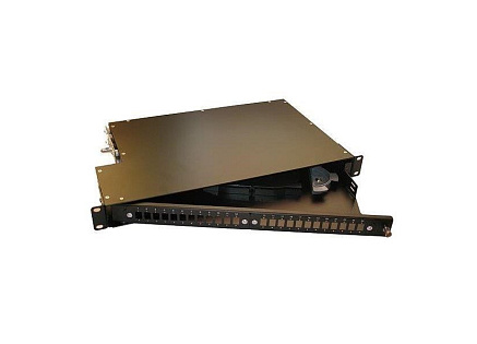 Optická vana výsuvná otočná 1U, 24x SC simplex (24x LC duplex, 24x E2000) s kazetou pro 24 svárů, černá