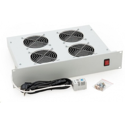 TRITON 19" ventilační jednotka, 4 vent.-230V/140W, termost.,šedá,mezi komponenty