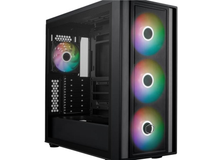 Cooler Master case MasterBox 600, ATX, Průhledná bočnice, 3x 140mm ARGB Fan, 1x 120mm ARGB Fan, ARGB Hub, Černá