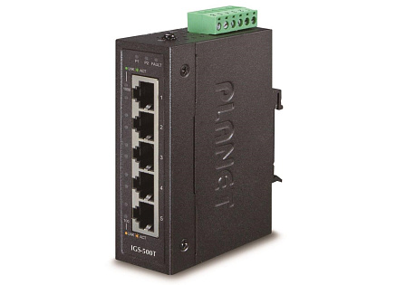 Planet switch IGS-500T, průmysl.verze 5x10/100/1000, DIN, IP30, -40 až 75°C, 12-48V, ESD+EFT