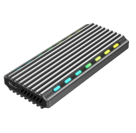 GEMBIRD externí box pro M.2 NVMe disky, USB 3.1, hliník, podsvícení, černá