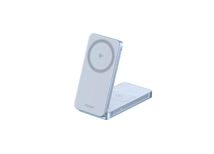 UGREEN magnetická bezdrátová nabíječka 2v1 MagFlow Qi2.2, 25W, MagSafe, stříbrná