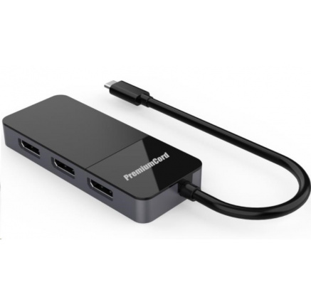 PremiumCord USB-C (DP1.4) na 3x DP1.4 MST 8K Adapter extended, mirror, duplicate režimy zobrazení na třech monitorech PremiumCord USB-C (DP1.4) na 3x DP1.4 MST 8K Adapter extended, mirror, duplicate režimy zobrazení na třech monitorech