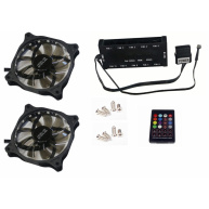 EUROCASE ventilátor RGB 120mm (FullControl spot Led), set 2ks + controller