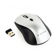 GEMBIRD myš MUSW-4B-02-BS, černo-stříbrná, bezdrátová, USB nano receiver