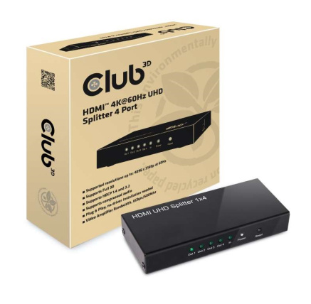 Club3D Video splitter 1:4 HDMI 2.0 4K60Hz UHD, 4 porty