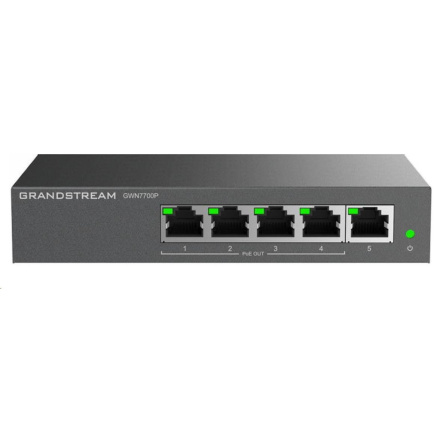 Grandstream GWN7700P Unmanaged Network Switch 5 portů / 4 PoE out Grandstream GWN7700P Unmanaged Network Switch 5 portů / 4 PoE out