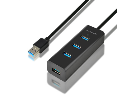 AXAGON HUE-S2BL, 4x USB 3.0 CHARGING hub, micro USB nap. konektor, kabel USB-A 1.2m
