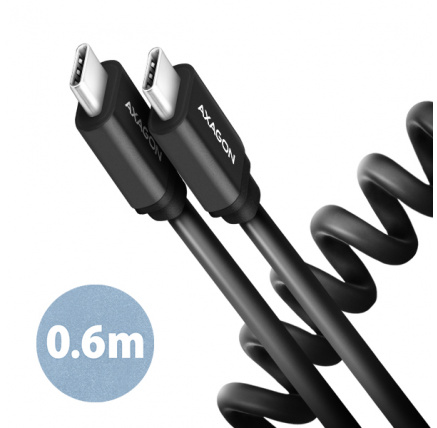 AXAGON BUCM-CM10TB, TWISTER kabel USB-C <-> USB-C, 0.6m, USB 2.0, PD 60W 3A, ALU, tpe, černý AXAGON BUCM-CM10TB, TWISTER kabel USB-C <-> USB-C, 0.6m, USB 2.0, PD 60W 3A, ALU, tpe, černý
