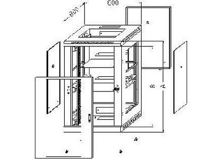 TRITON Dveře 42U sklo,š: 800mm,vč.kování RAL7035 TRITON Dveře 42U sklo,š: 800mm,vč.kování RAL7035