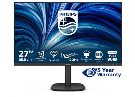 Philips MT 27" 27B2U3601 - 2560x1440,IPS,120Hz,HDMI,DP,USBhub,USB-C,RJ45,Repro,Pivot, posk obal