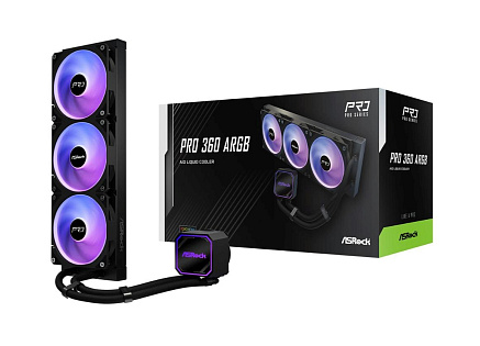 ASROCK Vodní chladič Pro 360 ARGB, 3x120mm, LGA1851, AM5, černá