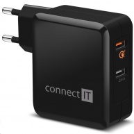 CONNECT IT QUICK CHARGE 3.0 nabíjecí adaptér 2x USB (3,4A), QC 3.0, černý