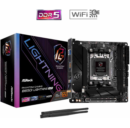 ASRock MB Sc AM5 B650I LIGHTNING WIFI, AMD B650, 2xDDR5, 1xHDMI, Mini-ITX