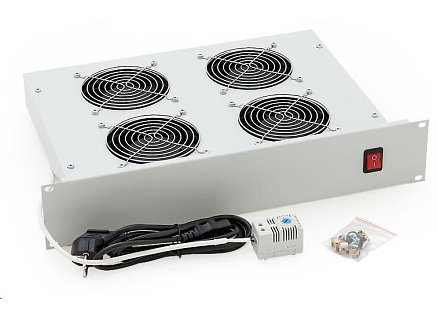 TRITON 19" ventilační jednotka, 4 vent.-230V/140W, termost.,černá,mezi komponenty
