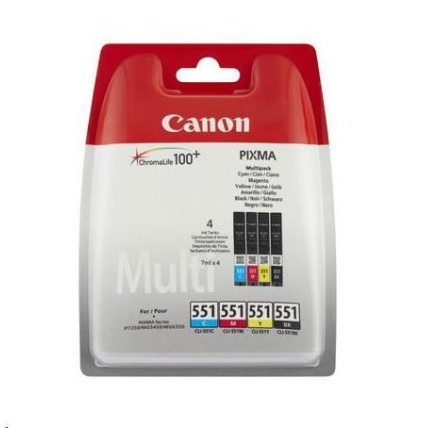 Canon CARTRIDGE CLI-551 C/M/Y/BK Multi Pack SEC pro PIXMA IP7250, IP8750, IX6850, MG5x50, MX725, MX925 (300 str.) Canon CARTRIDGE CLI-551 C/M/Y/BK Multi Pack SEC pro PIXMA IP7250, IP8750, IX6850, MG5x50, MX725, MX925 (300 str.)