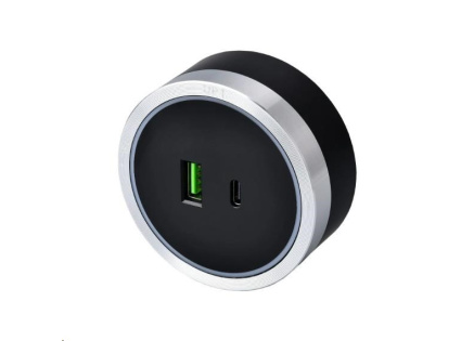 Viking zásuvkový modul A60, 1x USB-A, 1x USB-C, PD, stříbrno-černá