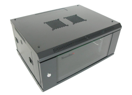 XtendLan 19" nástěnný rozvaděč 4U 600x450, nosnost 60 kg, skleněné dveře, svařovaný, černý