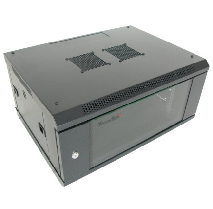 XtendLan 19" nástěnný rozvaděč 4U 600x450, nosnost 60 kg, skleněné dveře, svařovaný, černý