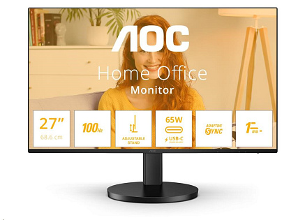 AOC MT IPS LCD WLED 27" Q27B3CF2 - IPS panel, 100Hz, 2560x1440, HDMI, USB-C, USB 3.2, repro, nast. vyska
