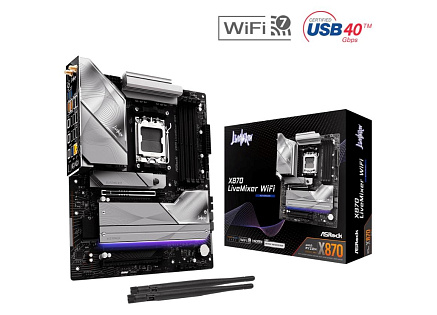 ASRock MB Sc AM5 X870 LiveMixer WiFi, AMD X870, 4xDDR5, 1xHDMI, 2xUSB4, WI-FI, ATX
