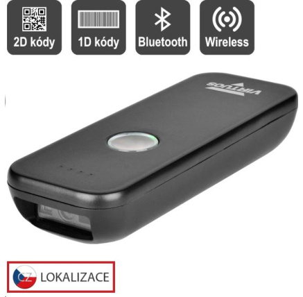 Virtuos CCD 2D čtečka Virtuos HW-856A mini, bezdrátová, kapesní, černá