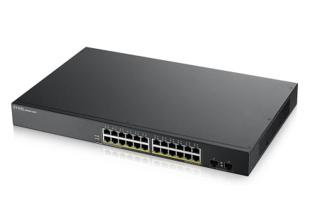 Zyxel GS1900-24HP v2 26-port Gigabit Web Smart PoE Switch, 24x gigabit RJ45, 2x SFP, PoE budget 170W
