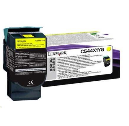 LEXMARK C544, X544 Yellow Extra High Yield Return Programme Toner Cartridge (4K) LEXMARK C544, X544 Yellow Extra High Yield Return Programme Toner Cartridge (4K)