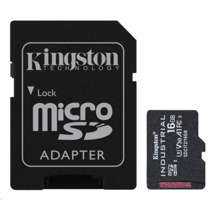 Kingston MicroSDHC karta 16GB Industrial C10 A1 pSLC Card + SD Adapter Kingston MicroSDHC karta 16GB Industrial C10 A1 pSLC Card + SD Adapter