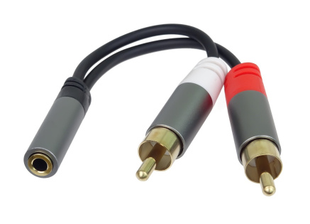 PremiumCord kabel HQ Jack 3.5mm Female - 2x CINCH Male 15cm