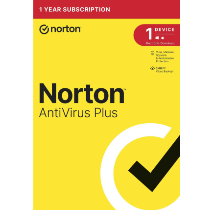 NORTON ANTIVIRUS PLUS 2GB CZ 1 uživatel pro 1 zařízení na 1 rok ESD