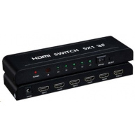 PREMIUMCORD HDMI switch 5:1 kovový s dálkovým ovladačem a napájecím adaptérem